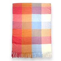 Coral Winter Check Scarf