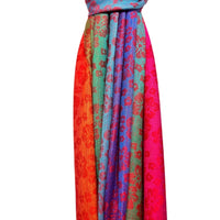 Red rainbow sakura flower pashmina scarf