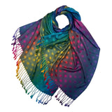 Teal rainbow dots pashmina reversible scarf