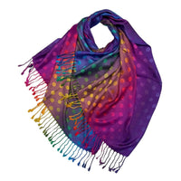 Purple Rainbow Dots Pashmina Reversible Scarf