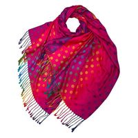 Pink Rainbow Dots Pashmina Reversible Scarf