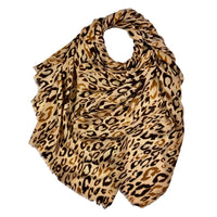 Mocca Leopard Print Scarf with a touch of gold 