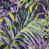 Purple & green large tropical leaf scarf