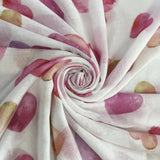 Pink Watercolour hearts on a white scarf