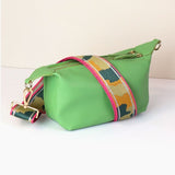 Green Vegan Leather Bag with Camo Strap