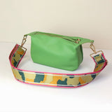 Green Vegan Leather Bag with Camo Strap