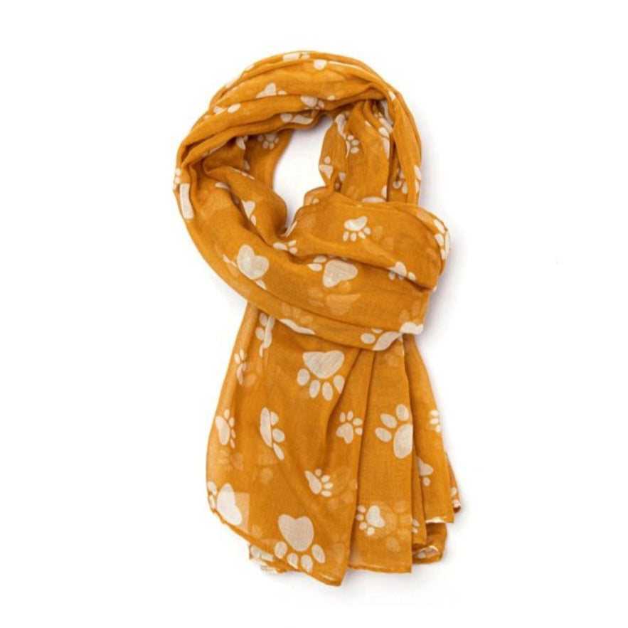 Pawprint Scarf Devon Delights Scarves Mustard Paw Print Scarf