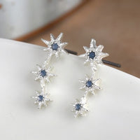  Sterling silver blue triple star earrings