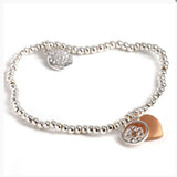 Sterling silver daisy & heart bracelet