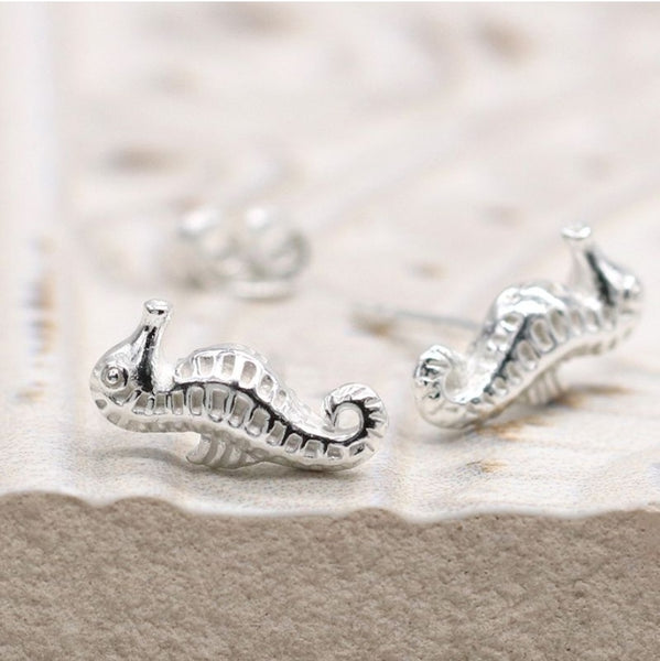 POM Sterling Silver Seahorse Earrings