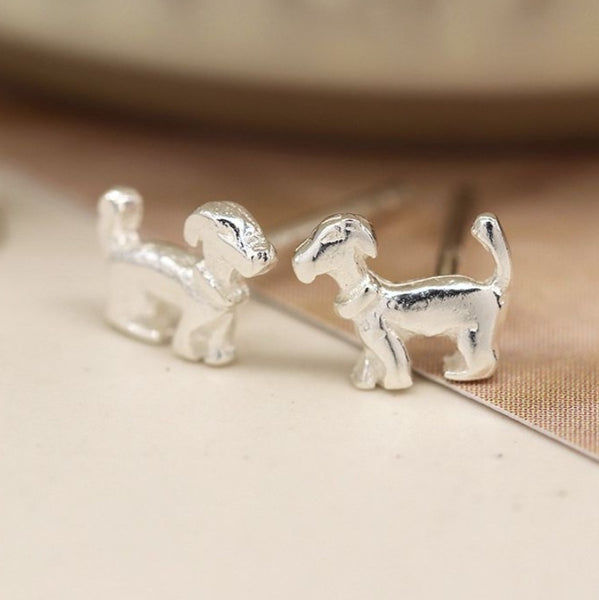 Sterling Silver Cute Dog Earrings