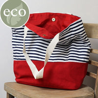 Navy White & Red Stripe Tote Bag