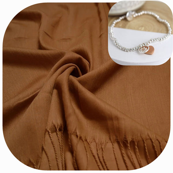 Camel pashmina & heart & daisy bracelet
