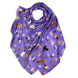 Purple scarf with a mixture of dogs print