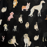 Black scarf with a mixture of dog prints