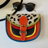 Multicoloured Leopard print top crossbody bag