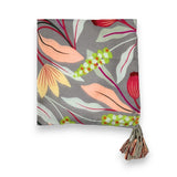 Grey Rose Tassel Scarf