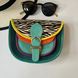 Colourful leather cross body bag with zebra flap
