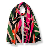 Colorful scarf with abstract pattern on a white background