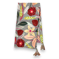 Grey Rose Tassel Scarf