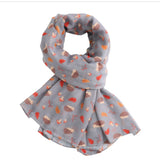 Grey Hedgehog & Leaves Scarf