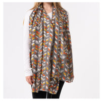 Grey Leaf Scarf