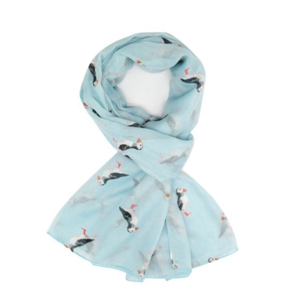 Sky Blue Puffin Scarf
