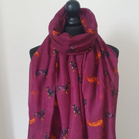 Burgundy Sausage Dog Scarf