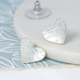 Silver plated heart studs