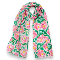 Pink & Green Daisy Scarf