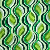 Green retro swirl scarf with tassels
