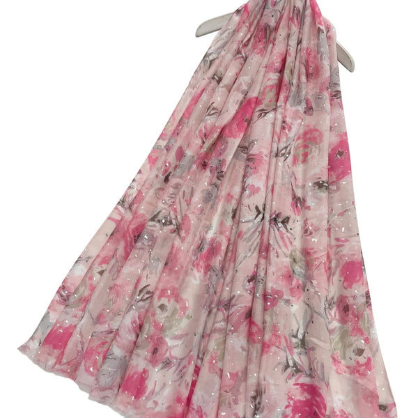 Silver speckled pink rose scarf