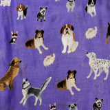 Purple scarf with a mixture of dogs print