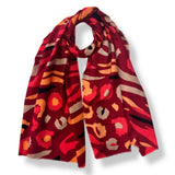 Fiery bloom scarf in rich red burgundy and amber tones scarf