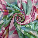 Vibrant green & pink floral scarf