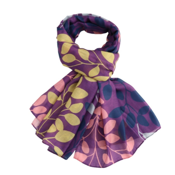 Purple Autumn Leaves Scarf