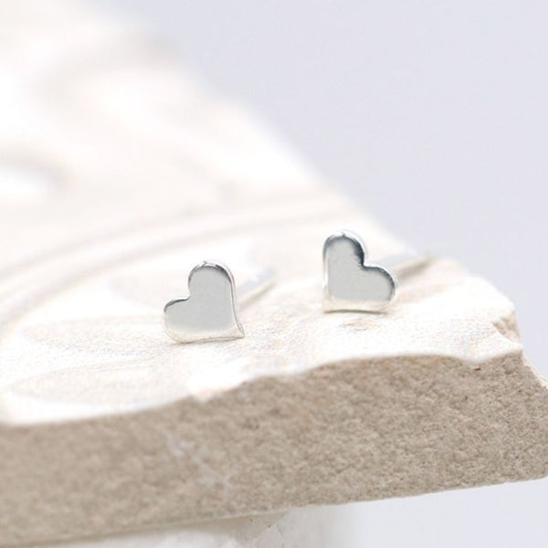 POM Sterling Silver Heart Studs