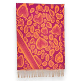 Pink & orange leopard heart print scarf with tassels