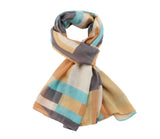 Mustard, brown & blue geo shapes scarf