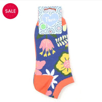 Coral & Blue Floral Ankle Sock Duo
