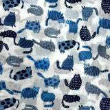 Pattern of blue cats on a white background