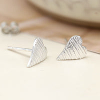 Sterling Silver Embossed Heart Stud Earrings