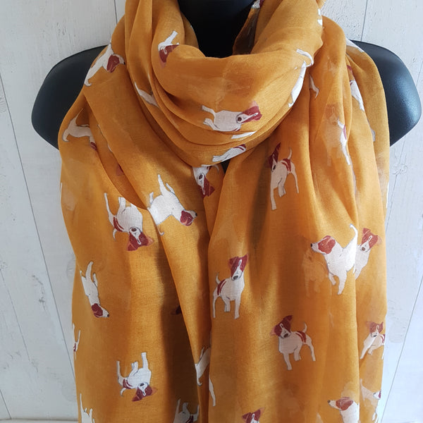 Mustard jack russell scarf