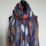 Blue autumnal leaf scarf
