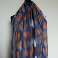 Blue autumnal leaf scarf