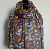 Grey Leaf Scarf