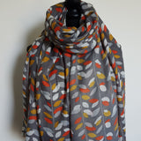 Grey Leaf Scarf