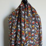 Grey Leaf Scarf