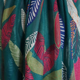 Teal Green Patterned Leaf Scarf