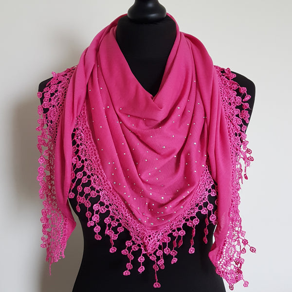 Fuchsia pink summer triangle scarf
